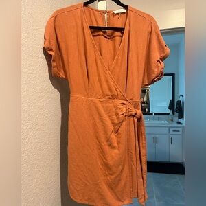 Elegant Orange Wrap Dress
